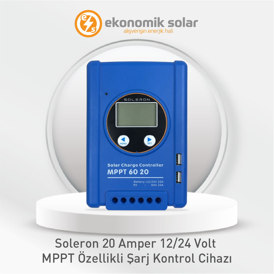 Soleron 20 Amper MPPT Şarj Kontrol Cihazı