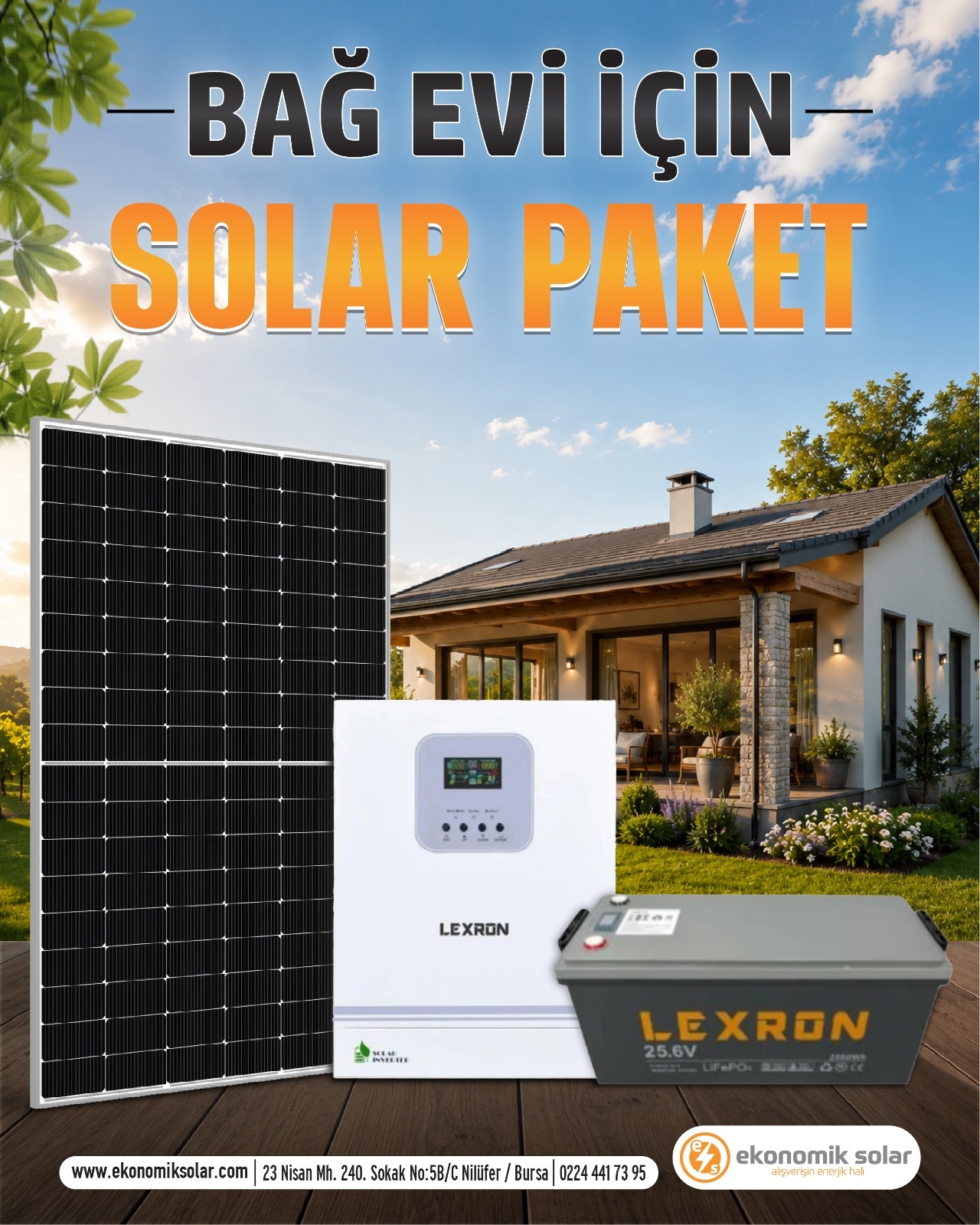 Solar Paket 1300 Watt – Mini Paket Lityum Akülü Paket