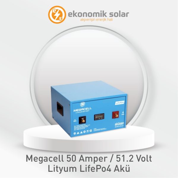 MegaCell Lityum LifePo4 Akü – 50 Amper / 51.2 Volt