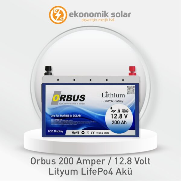 Orbus Lityum LifePo4 Akü – 200 Amper / 12.8 Volt