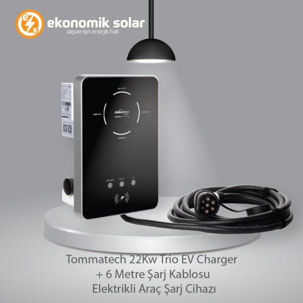 Tommatech 22Kw Trio EV Charger + 6 Metre Kablo – Elektrikli Araç Şarj İstasyonu