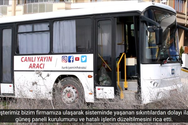 gunes paneli ile otobusun ve karavanin elektrigini uretti