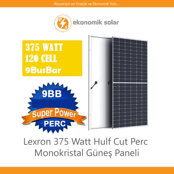 Lexron 375 Watt Half Cut Perc Monokristal Güneş Paneli