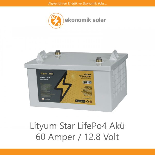 Lityum Star LifePo4 Akü – 60 Amper / 12.8 Volt