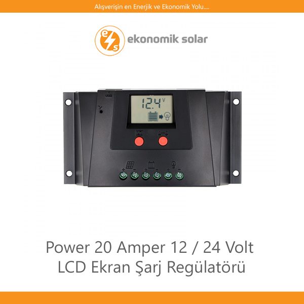 Power 20 Amper 12 / 24 Volt LCD Ekran Şarj Regülatörü