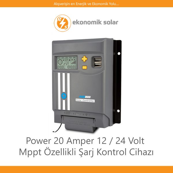 Power 20 Amper 12 / 24 Volt Mppt Özellikli Şarj Kontrol Cihazı