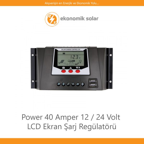 Power 40 Amper 12 / 24 Volt LCD Ekran Şarj Regülatörü