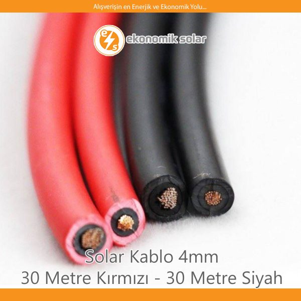 Solar Kablo 4 mm : 30 Metre Kırmızı – 30 Metre Siyah